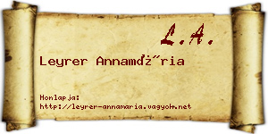 Leyrer Annamária névjegykártya