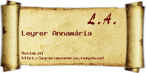 Leyrer Annamária névjegykártya